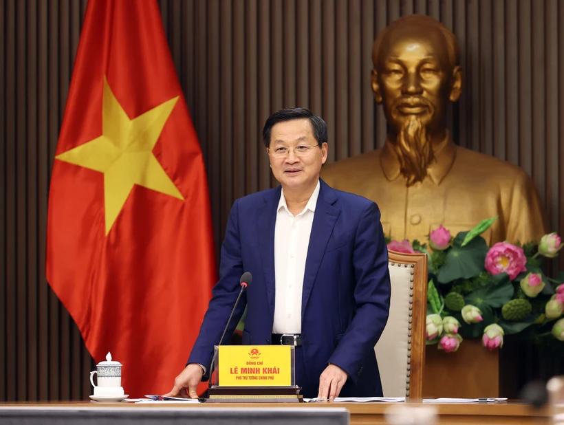 Phó Thủ tướng Lê Minh Khái phát biểu. (Ảnh: An Đăng/TTXVN)