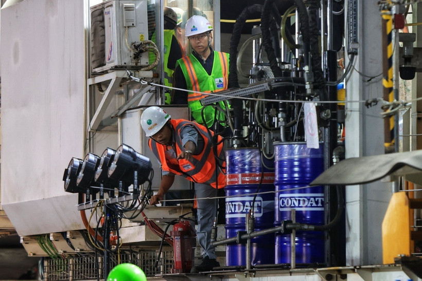 Khoan hầm tuyến metro Nhổn-Ga Hà Nội. (Ảnh: Tuấn Anh/TTXVN)