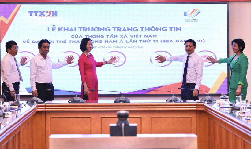 Lễ khai trương Trang thông tin của Thông tấn xã Việt Nam về Đại hội Thể thao Đông Nam Á lần thứ 31 (SEA Games 31). (Ảnh: Hoàng Hiếu/TTXVN)