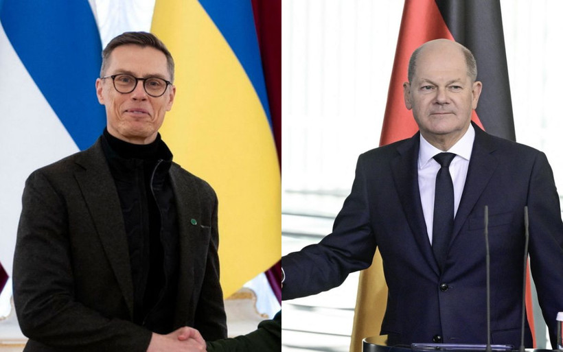 Tổng thống Phần Lan Alexander Stubb (trái) và Thủ tướng Đức Olaf Scholz. (Nguồn; AFP/TTXVN)