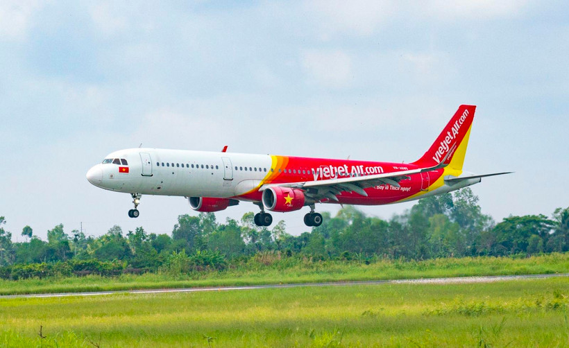 Máy bay của hãng hàng không Vietjet Air. (Ảnh: CTV/Vietnam+)