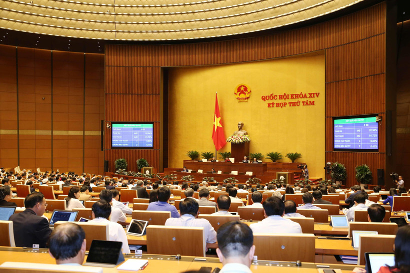 Quốc hội thông qua toàn văn Luật sửa đổi, bổ sung Điều 3 Luật Quản lý, sử dụng vũ khí, vật liệu nổ và công cụ hỗ trợ. (Ảnh: Phương Hoa/ TTXVN)
