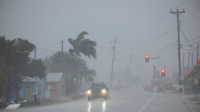 Xe ôtô di chuyển trong bão. (Nguồn: Reuters)