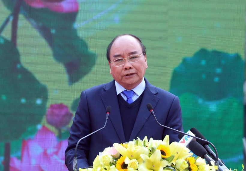 Thủ tướng Nguyễn Xuân Phúc phát biểu tại buổi lễ. (Ảnh: Thống Nhất/TTXVN)