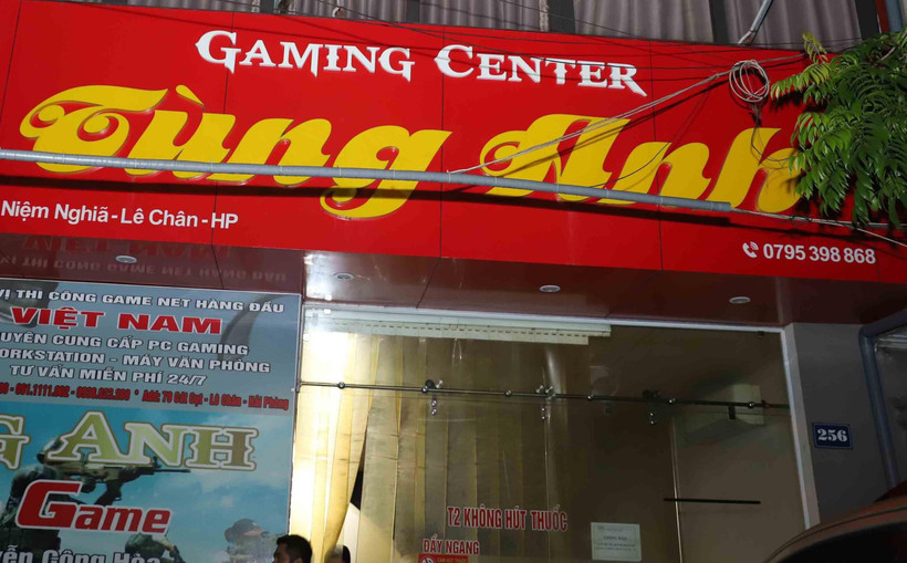 Cơ sở game online Tùng Anh tại số 256 Nguyễn Công Hòa, phường Niệm Nghĩa, quận Lê Chân, thành phó Hải Phòng. (Ảnh: TTXVN phát)