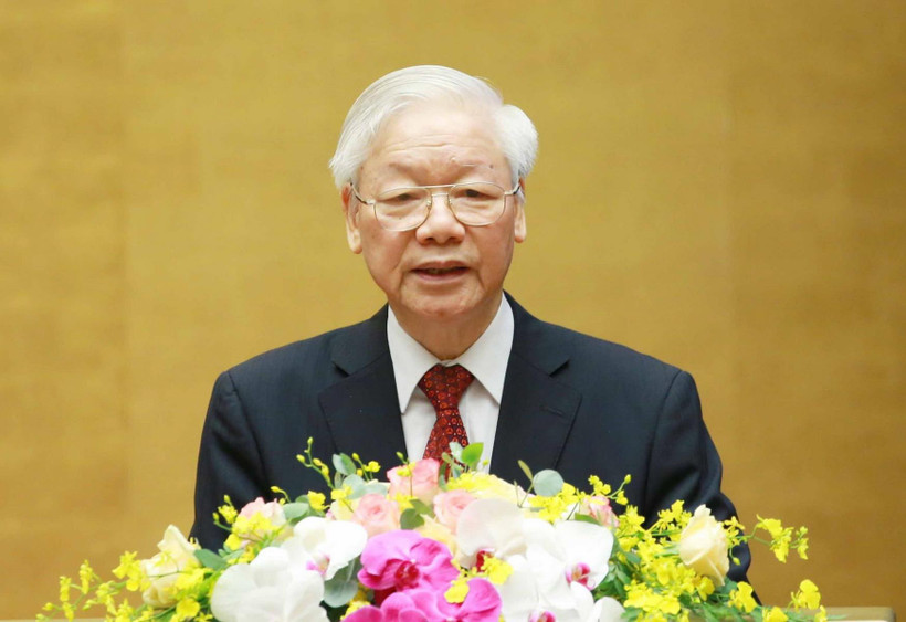 Tổng Bí thư Nguyễn Phú Trọng phát biểu chỉ đạo Hội nghị. (Ảnh: Phương Hoa/TTXVN)