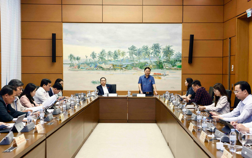 Đoàn đại biểu Quốc hội các tỉnh Hậu Giang, Bắc Ninh, Đắk Lắk và Hậu Giang thảo luận ở tổ. (Ảnh: Doãn Tấn/TTXVN)