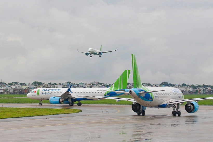 Đội máy bay của Hãng hàng không Bamboo Airways. (Ảnh: PV/Vietnam+)