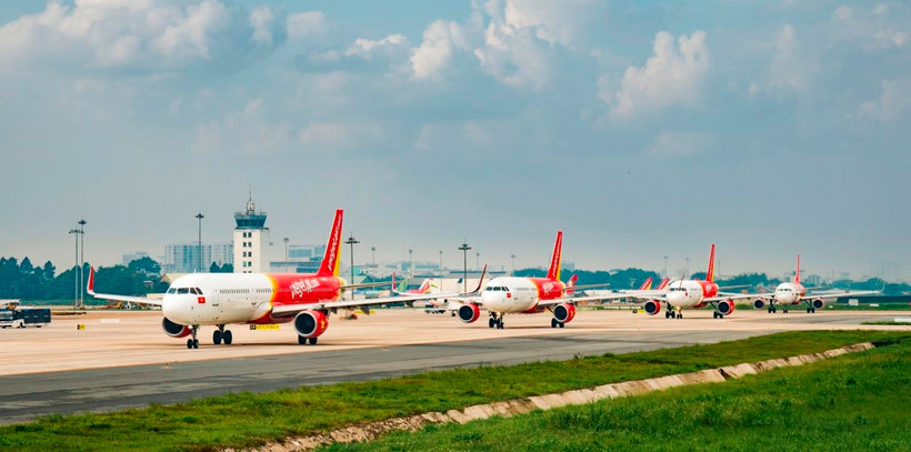 Máy bay của hãng hàng không Vietjet Air tại một sân bay. (Ảnh: CTV/Vietnam+)