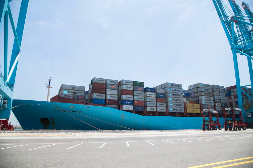 Tàu container cập cảng ở Lazaro Cardenas, bang Michoacan, Mexico. (Ảnh: AFP/TTXVN)