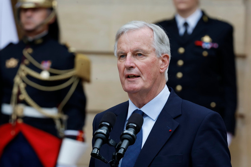 Thủ tướng Pháp Michel Barnier phát biểu tại Paris ngày 5/9/2024. (Ảnh: THX/TTXVN)