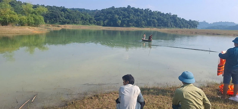 Khu vực hồ Sông Mực, thôn Thanh Bình, xã Tân Bình, huyện Như Xuân) thuộc Vườn quốc gia Bến En- nơi xảy ra vụ việc đuối nước thương tâm. (Ảnh TTXVN phát)