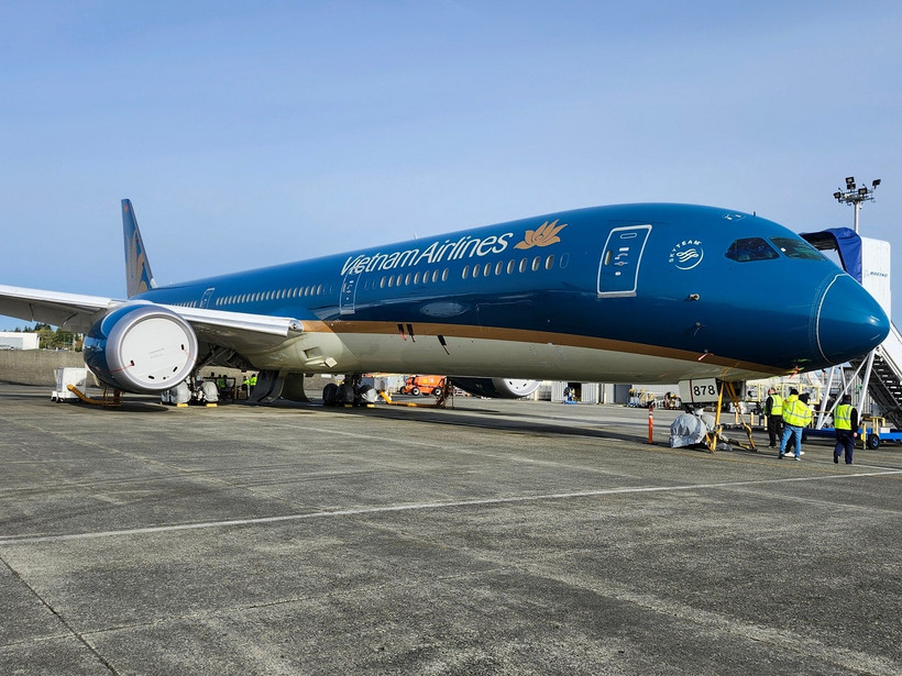 Vietnam Airlines sắp tiếp nhận máy bay Boeing 787-10 Dreamliner thứ 5 trong tổng số 8 chiếc theo hợp đồng thuê mua máy bay. (Ảnh: PV/Vietnam+)