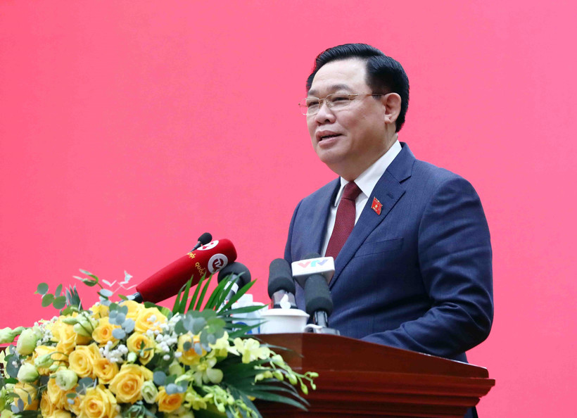 Chủ tịch Quốc hội Vương Đình Huệ phát biểu chỉ đạo. (Ảnh: Phạm Kiên/TTXVN)