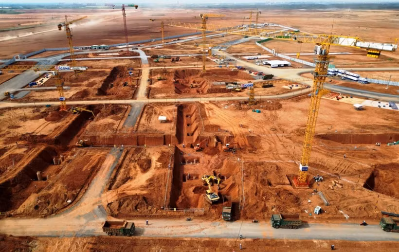 Nhà thầu thi công Dự án Cảng Hàng không Quốc tế Long Thành. (Ảnh: PV/Vietnam+)