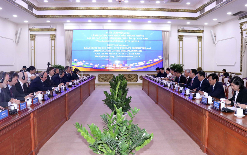 Quang cảnh buổi làm việc. (Ảnh: Xuân Khu/TTXVN)