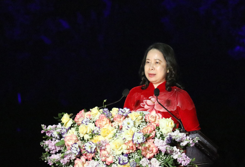 Bà Võ Thị Ánh Xuân, Ủy viên Trung ương Đảng, Phó Chủ tịch nước phát biểu tại Lễ khai mạc. (Ảnh: Đức Phương/TTXVN)
