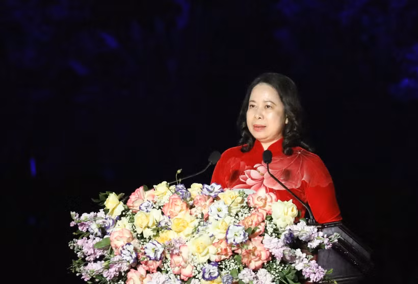 Bà Võ Thị Ánh Xuân, Ủy viên Trung ương Đảng, Phó Chủ tịch nước phát biểu tại Lễ khai mạc. (Ảnh: Đức Phương/TTXVN)