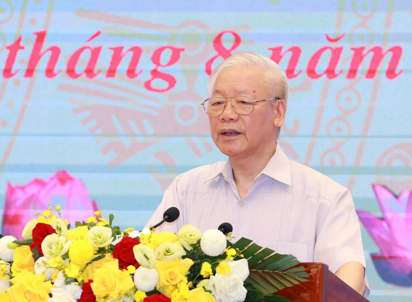 Tổng Bí thư Nguyễn Phú Trọng phát biểu chỉ đạo hội nghị. (Ảnh: Phương Hoa/TTXVN)