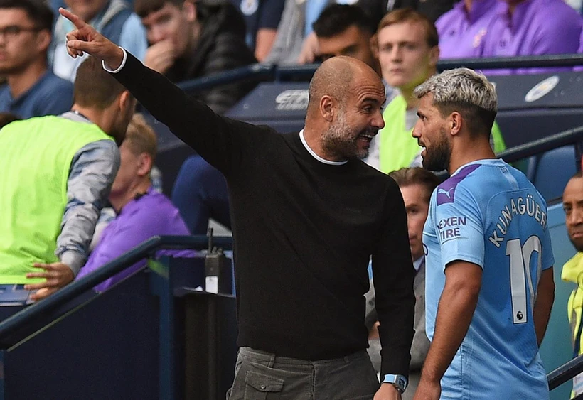 Pep và Aguero tranh cãi gay gắt. (Nguồn: Getty Images)