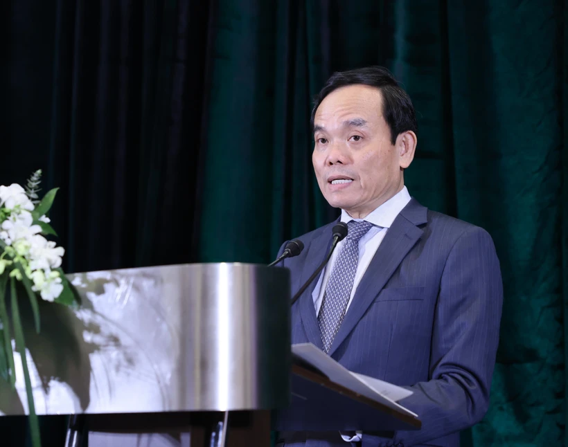 Phó Thủ tướng Trần Lưu Quang phát biểu tại Hội nghị Lãnh đạo các tập đoàn Bắc Âu năm 2024. (Ảnh: Lâm Khánh/TTXVN)