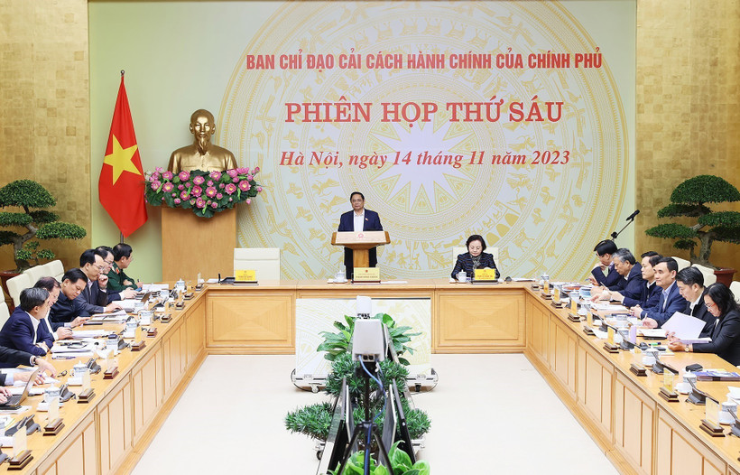 Thủ tướng Phạm Minh Chính, Trưởng Ban Chỉ đạo Cải cách Hành chính của Chính phủ, chủ trì Phiên họp thứ sáu. (Ảnh: Dương Giang/TTXVN) 