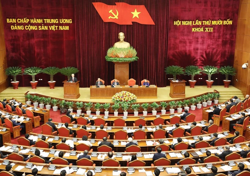 Toàn cảnh Tổng Bí thư, Chủ tịch nước Nguyễn Phú Trọng phát biểu khai mạc Hội nghị. (Ảnh: Trí Dũng/TTXVN)