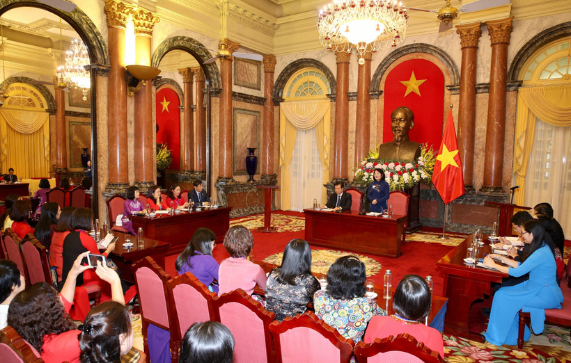 Quang cảnh buổi tiếp. (Ảnh: Dương Giang/ TTXVN)