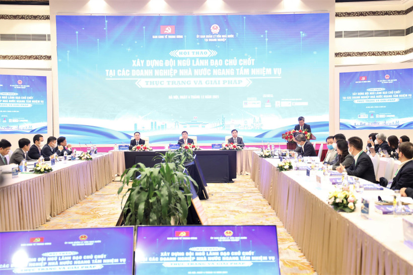 Hội thảo “Xây dựng đội ngũ lãnh đạo chủ chốt tại các doanh nghiệp Nhà nước ngang tầm nhiệm vụ: thực trạng và giải pháp,” ngày 4/11. (Ảnh: Vietnam+)