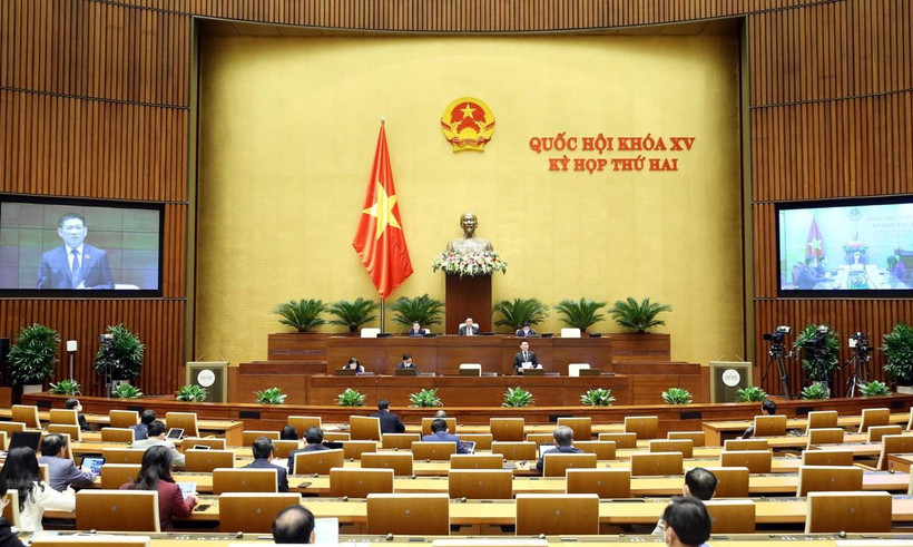 Quốc hội thảo luận trực tuyến về dự án Luật Kinh doanh bảo hiểm (sửa đổi). (Ảnh: Phạm Kiên/TTXVN)