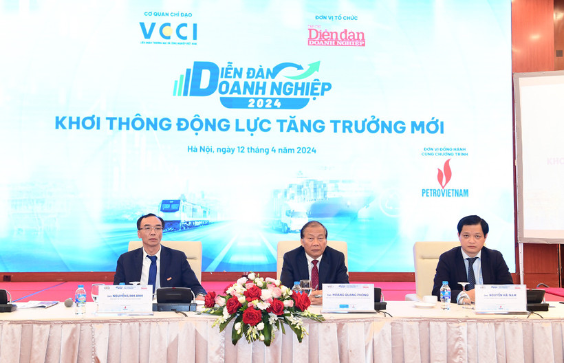 Diễn đàn Doanh nghiệp 2024: Khơi thông động lực tăng trưởng mới, ngày 12/4. (Ảnh: Vietnam+)