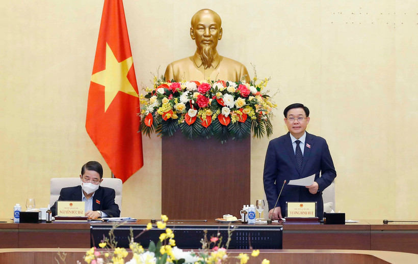 Chủ tịch Quốc hội Vương Đình Huệ phát biểu. (Ảnh: Doãn Tấn/TTXVN)