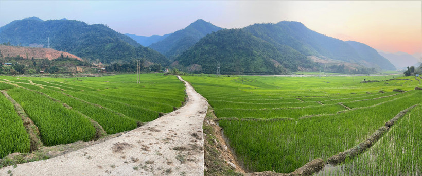 Ruộng bậc thang ở huyện vùng cao biên giới Mường Tè, Lai Châu. (Ảnh: Nguyễn Oanh - TTXVN)