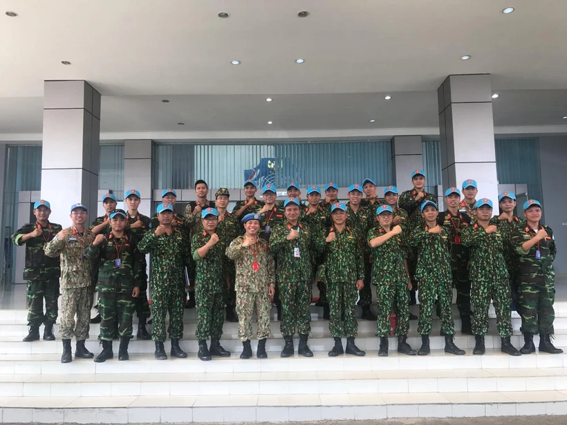 Đoàn Bộ quốc phòng Việt Nam tham gia cuộc diễn tập. (Ảnh: Đỗ Quyên/Vietnam+)