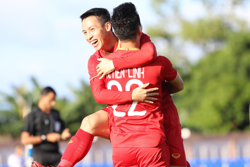 U22 Việt Nam chỉ cần hòa là giành ngôi đầu bảng. (Ảnh: Hoàng Linh/TTXVN)