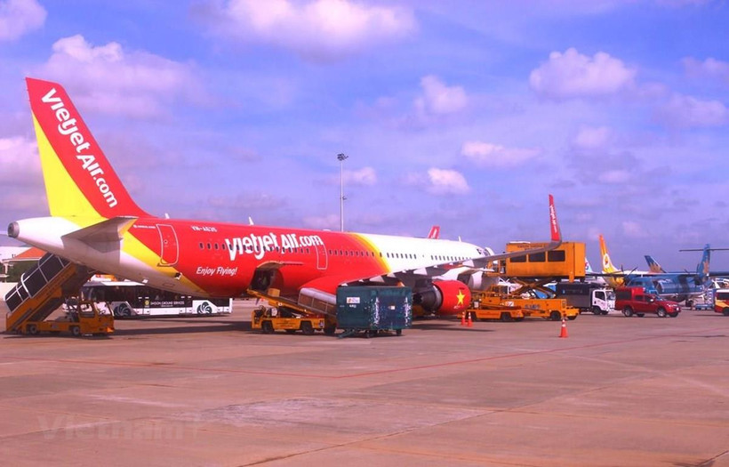 Trong 2 ngày 14-15/6, các chuyến bay của hãng hàng không Vietjet đã bị chậm hủy chuyến dây chuyền ở nhiều sân bay. (Ảnh: Việt Hùng/Vietnam+)