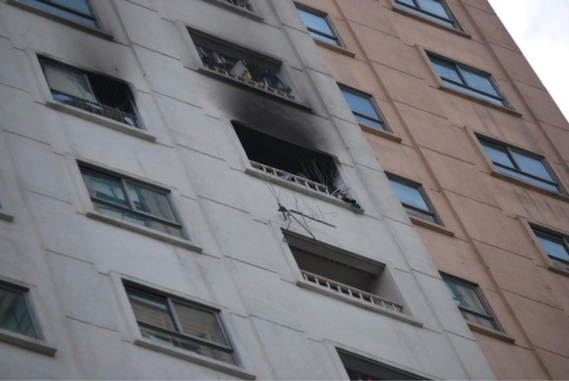 Cháy tại khu chung cư CT1 Xa La, Hà Đông, Hà Nội. (Ảnh: PV/Vietnam+)