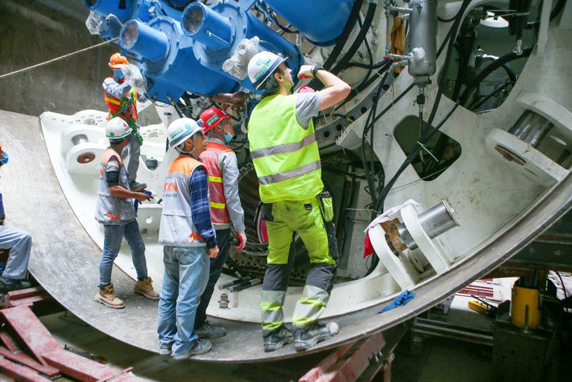 Máy đào hầm của dự án đường sắt đô thị Nhổn-ga Hà Nội. (Ảnh: CTV/Vietnam+)