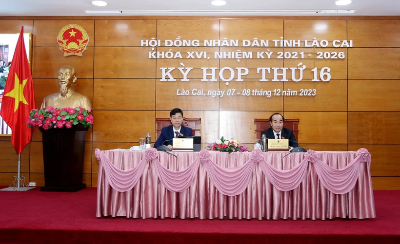 Kỳ họp thứ 16, HĐND tỉnh Lào Cai khóa XVI, nhiệm kỳ 2021-2026. (Ảnh: Quốc Khánh/TTXVN)