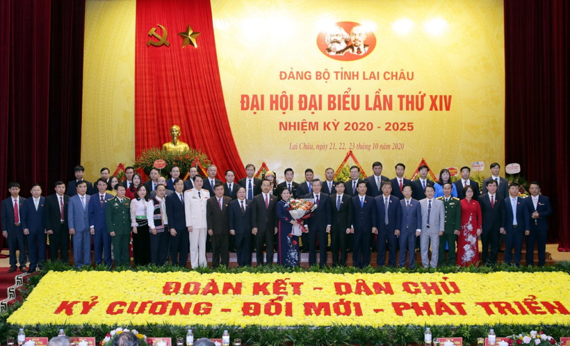Ban Chấp hành Đảng bộ tỉnh Lai Châu nhiệm kỳ 2020-2025. (Ảnh: Quý Trung/TTXVN)