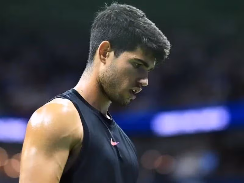 Carlos Ancaraz bị loại ngay từ vòng 2 US Open 2024. (Nguồn: X)