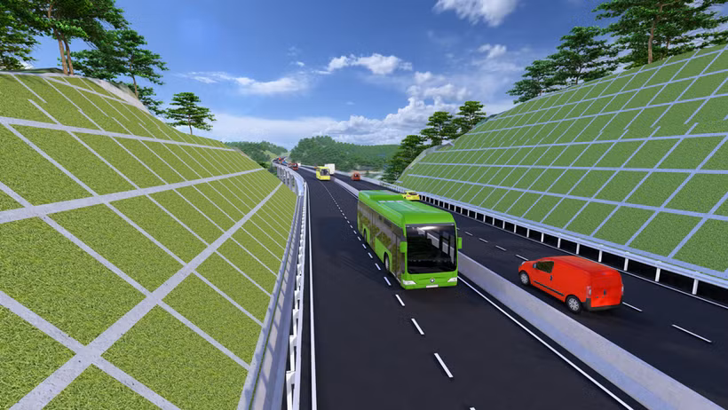 Phối cảnh một tuyến đường bộ cao tốc 4 làn xe. (Ảnh: PV/Vietnam+)