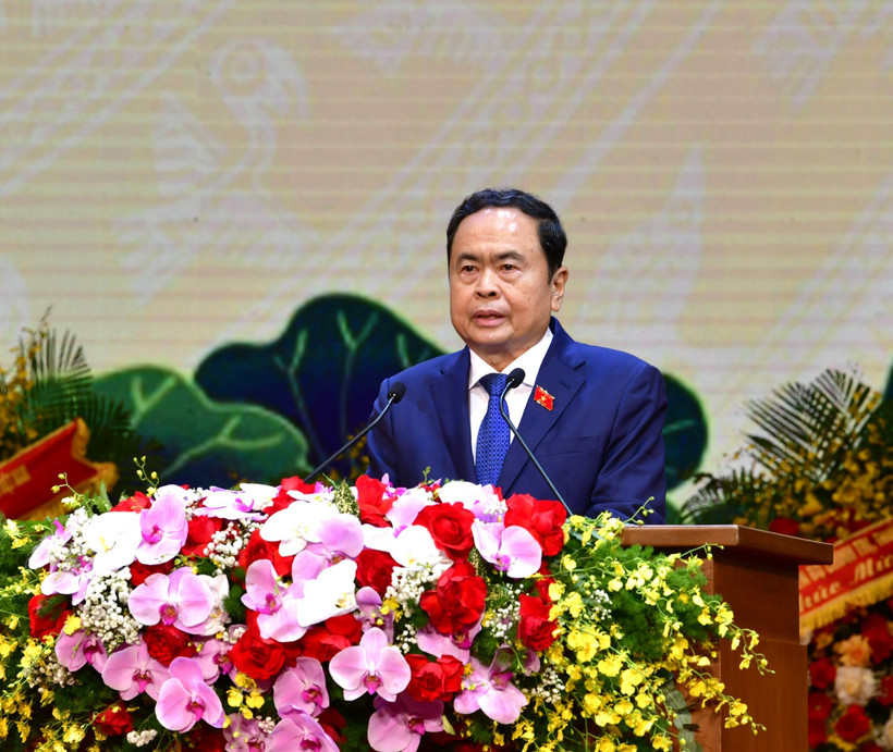 Chủ tịch Quốc hội Trần Thanh Mẫn phát biểu tại Lễ Kỷ niệm 30 năm ngày thành lập Kiểm toán Nhà nước (11/7/1994-11/7/2024). (Ảnh: Vietnam+)