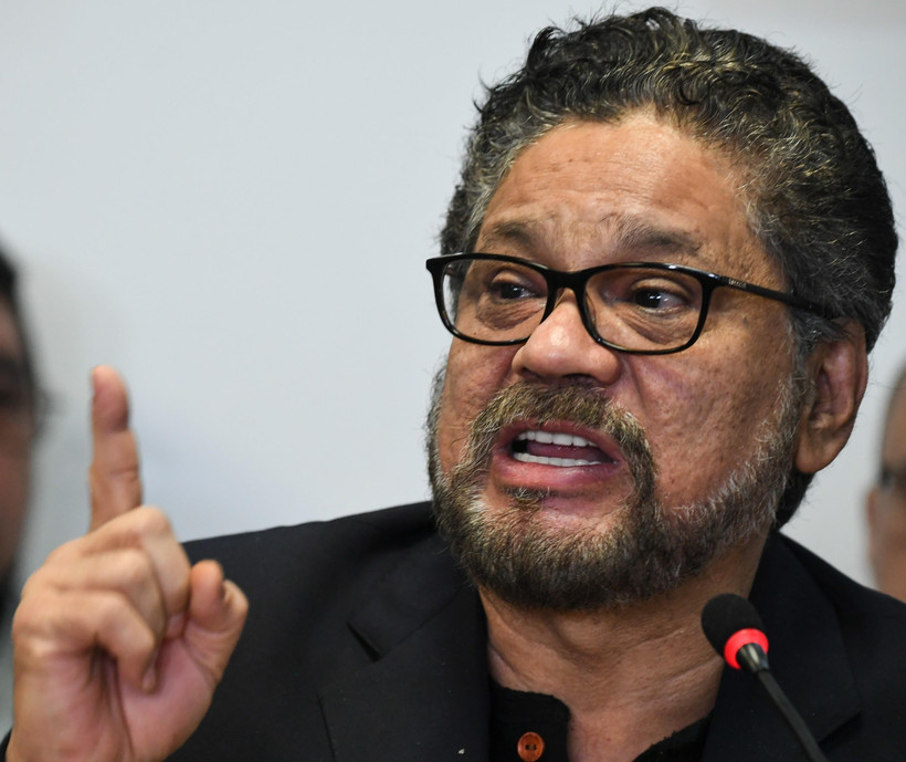 Ông Ivan Marquez , cựu chỉ huy cấp cao của Lực lượng vũ trang cách mạng (FARC) tại cuộc họp báo ở Bogota, Colombia ngày 10/4/2018. (Ảnh: AFP/TTXVN)