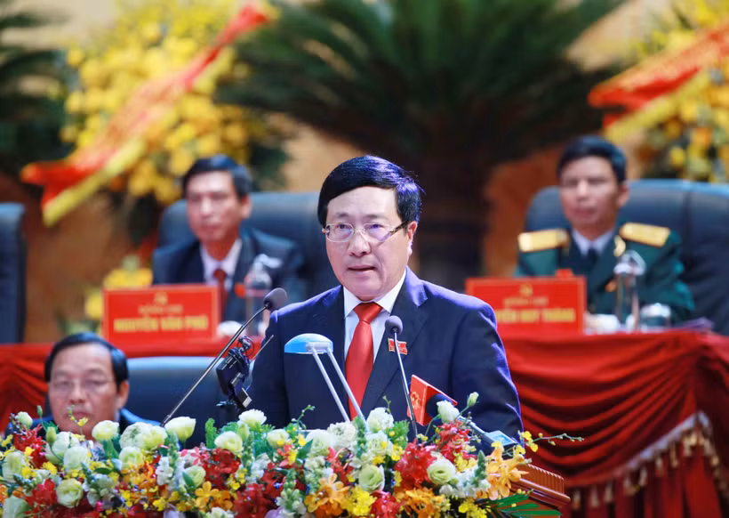 Đồng chí Phạm Bình Minh, Ủy viên Bộ Chính trị, Phó Thủ tướng, Bộ trưởng Bộ Ngoại giao phát biểu chỉ đạo đại hội. (Ảnh: Phương Hoa/TTXVN)