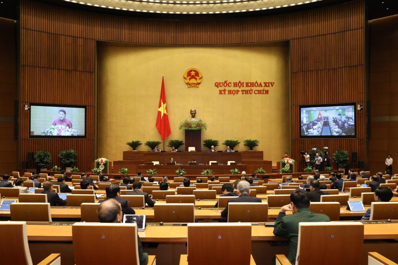 Quang cảnh Kỳ họp thứ chín, Quốc hội khóa XIV. (Ảnh: TTXVN)