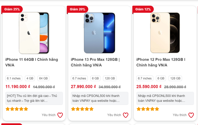 Loạt iPhone đời cũ bất ngờ tăng giá. (Ảnh chụp màn hình)