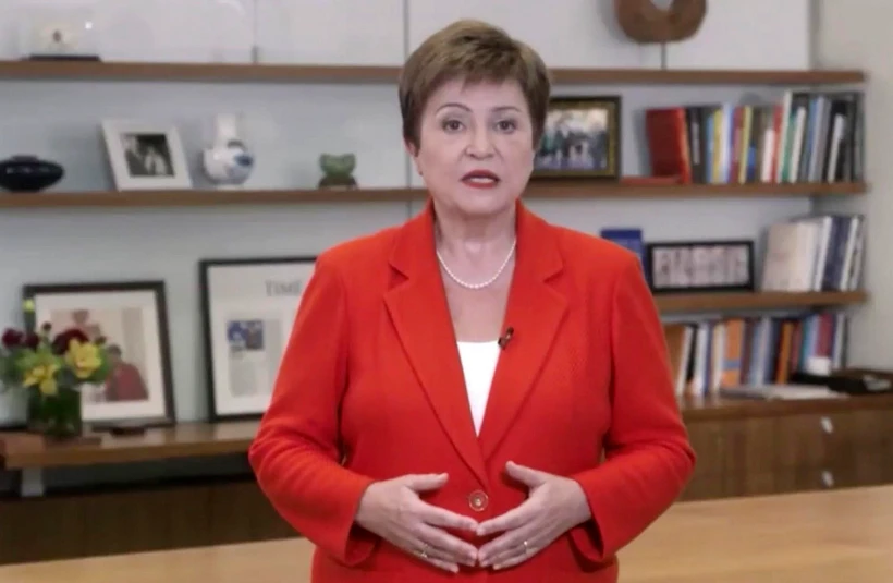 Tổng Giám đốc Quỹ tiền tệ quốc tế (IMF) Kristalina Georgieva phát biểu tại Washington, D.C., Mỹ. (Ảnh: THX/TTXVN)