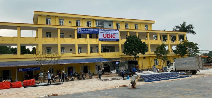 Bệnh viện dã chiến Mê Linh được cải tạo, nâng cấp để phòng chống dịch COVD-19. (Ảnh: Nguyễn Văn Cảnh/TTXVN)