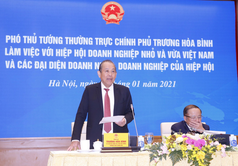 Phó Thủ tướng Thường trực Chính phủ Trương Hòa Bình phát biểu. (Ảnh: Doãn Tấn/TTXVN)